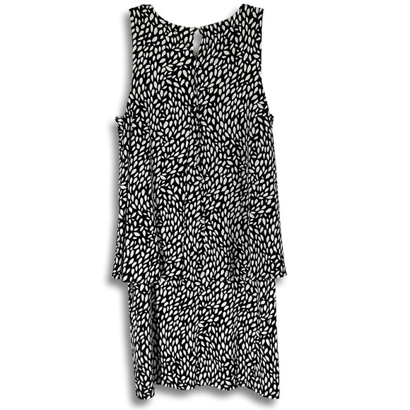 Chico's Dress Womens 1 Black White 'Pretty Petal Ellie' Tiered Midi Stretch Work - Picture 6 of 14